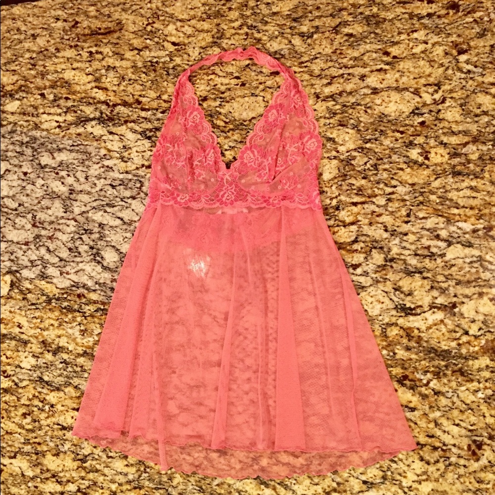 Victoria’s Secret Pink Lace Halter Top Babydoll